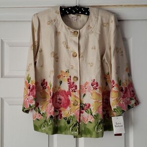 JM COLLECTION Linen Blouse Jacket